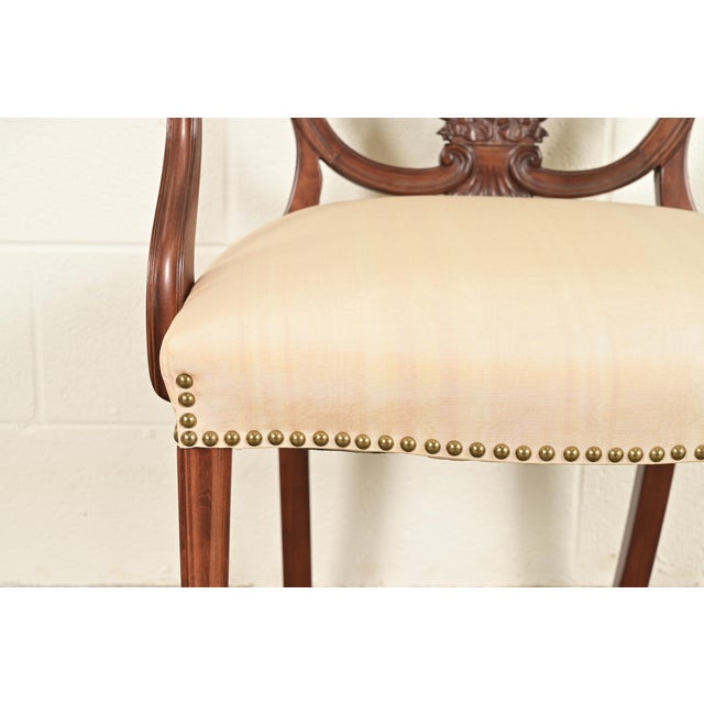 Romweber Antique French Regency Louis XVI Carved Mahogany Dining Chairs, Set of Six For Sale - Image 9 of 14