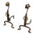 Vintage Brass Hammered Flower Fireplace Andirons For Sale