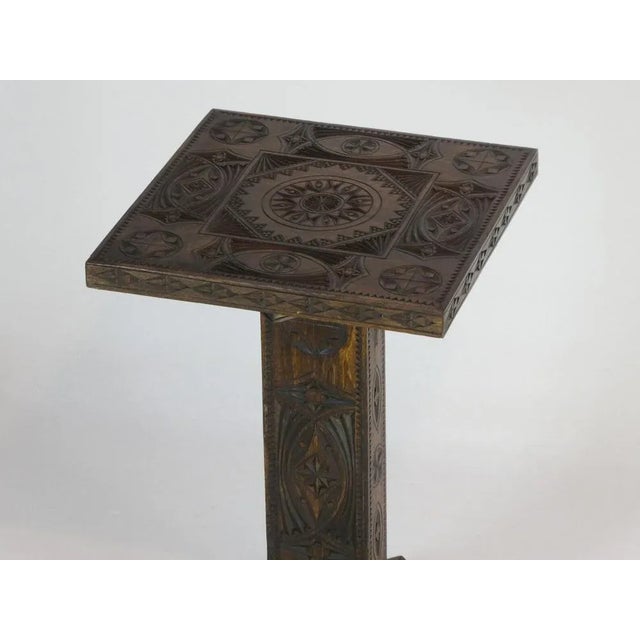 Small Antique Dutch Hand Carved Wooden Pedestal For Sale - Image 5 of 9
