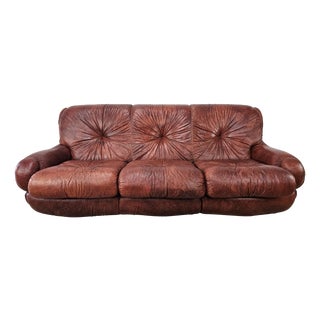 Topp Sofa in Burgundy Leather by Seven Salotti, 1970 For Sale