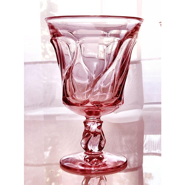 1950s Vintage Fostoria Pink Glass Jamestown Pink Goblets Set of 6