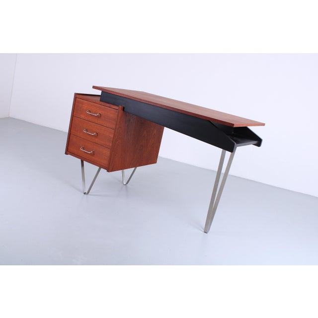 Floating Teak Hairpin Desk from Tijsseling Nijkerk, 1950s For Sale - Image 13 of 15