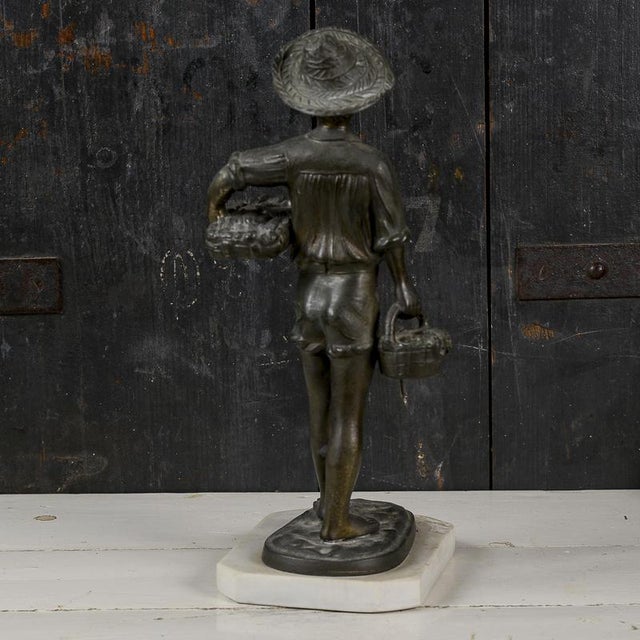 Metal 20th Century Bronze Metal Sculpture of a Young Fisherman For Sale - Image 7 of 11