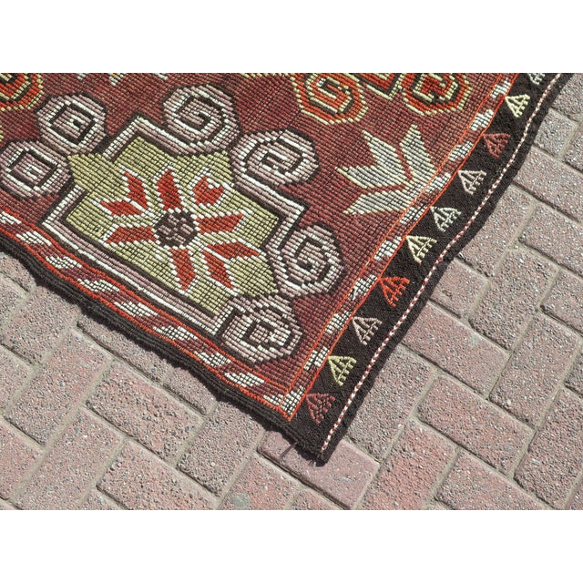 Mid 20th Century Mid 20th Century 60s Vintage Goathair Handmade Turkish Kilim Boho Area Rug For Sale - Image 6 of 11