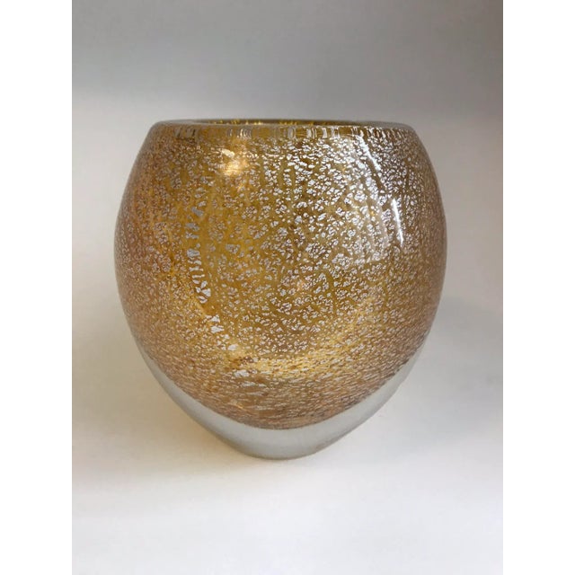 2010s Italian Gold Glass Stardust Vase For Sale - Image 5 of 8