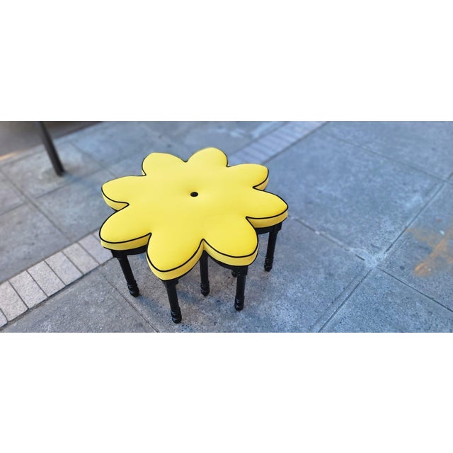 1960s Vintage Big Yellow Star Ottoman For Sale - Image 4 of 8