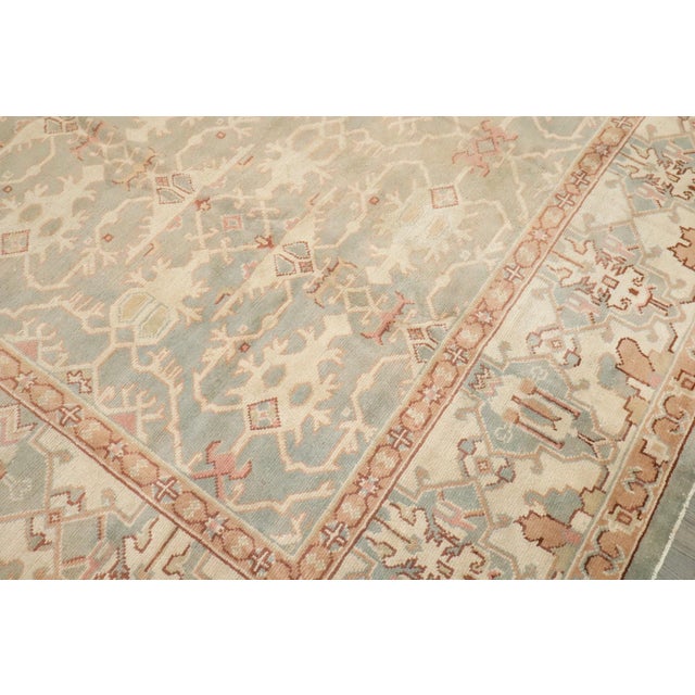 Textile Lotto Motif Anatolian Oushak Square Rug rug no.j4908 For Sale - Image 7 of 11