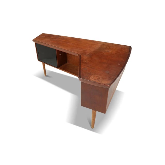 Mid-Century Modern Atomic Reverse Boomerang Executive Desk With Bar For Sale - Image 3 of 5