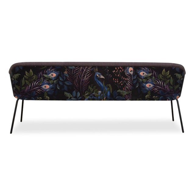 Baroness Ona Fabric Bench Brown Grey with Pattern For Sale - Image 10 of 12