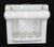 Flush mount square bathroom soap dish made of white porcelain over ceramic with a handle. Made by Willette Corp. Stamped...