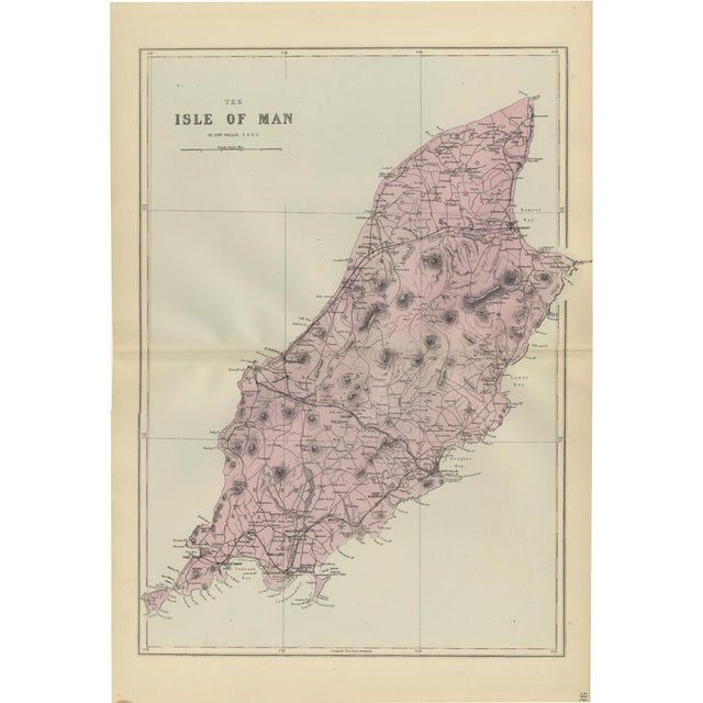 Antique Isle of Man Map, 1885 For Sale