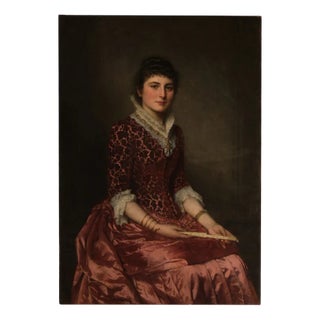 Henricus Johannes Sinkel, Dame mit Fächer, Oil on Canvas For Sale