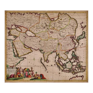 Asia Declineatio: A 17th Century Hand-Colored Map of Asia by Justus Danckerts, 1685 For Sale
