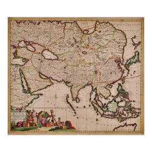 Asia Declineatio: A 17th Century Hand-Colored Map of Asia by Justus Danckerts, 1685