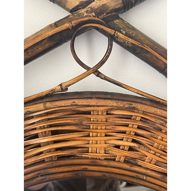 1950s Bamboo Wicker Campaign Safari Style Mirrir For Sale - Image 4 of 4