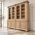 Large 19th-century oak bookcase, comprising an upper section with four glass doors and a lower section with four solid...