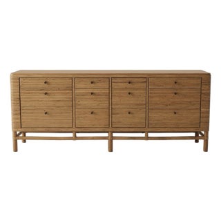 Stunning Vintage Pencil Rattan 12-Drawer Dresser Sideboard For Sale