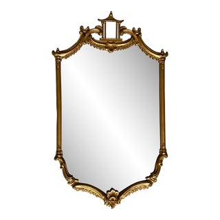 Vintage Italian Giltwood Pagoda Mirror For Sale