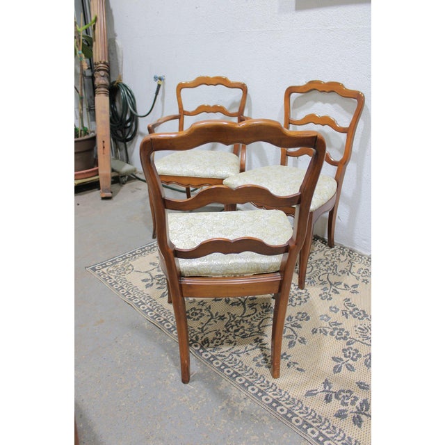 Wood Set of 6 Vintage Cherry French Provincial Ladder Back Dining Chairs, 37” H For Sale - Image 7 of 18
