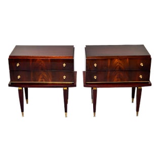 Art Deco Two Drawer Mahogany Night Stands - Pair For Sale