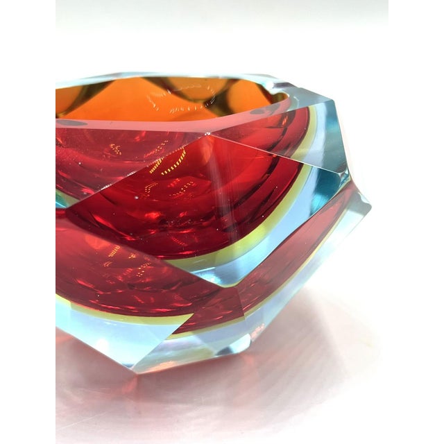 Murano Glass Sommerso Diamond-Shaped Ashtray, 1960s For Sale - Image 9 of 11