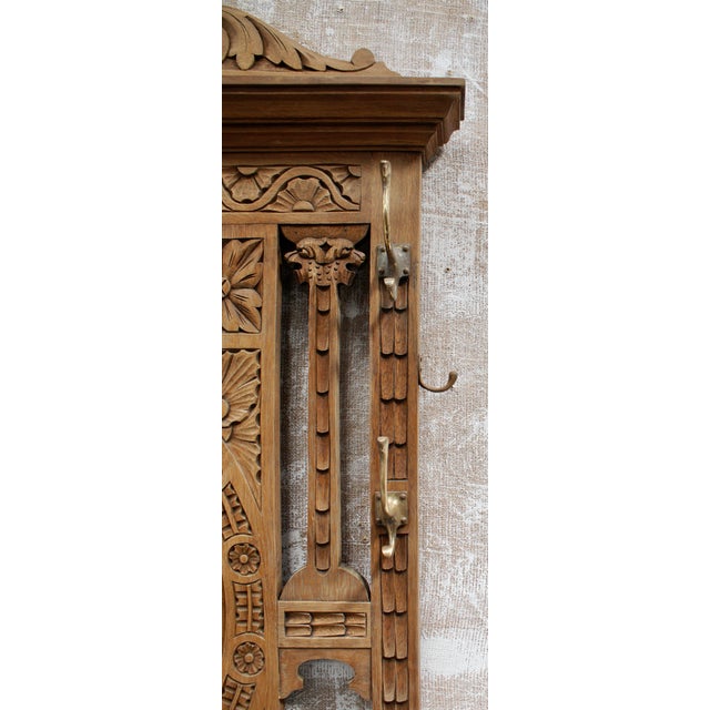 Victorian Green Man Hall Stand in Oak, 1880 For Sale - Image 6 of 12