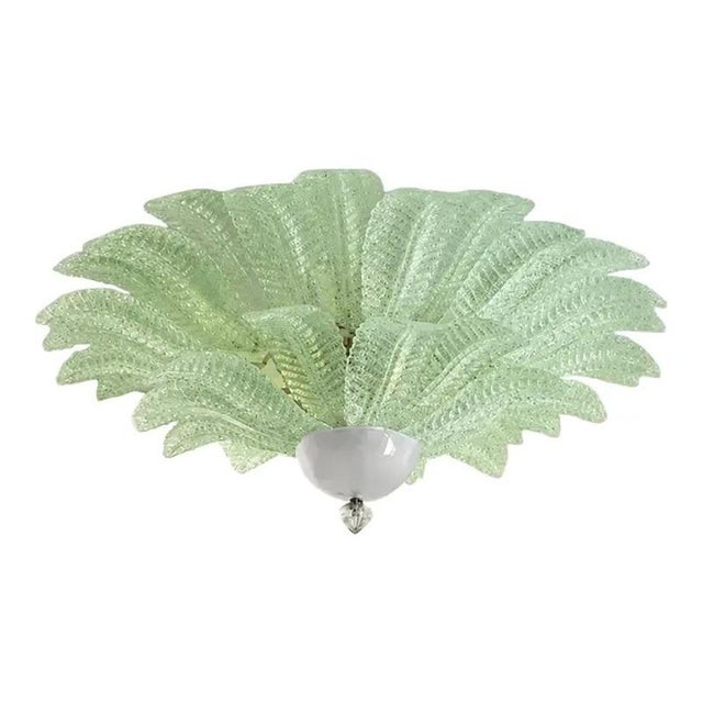Venetian Leaves Flush Mount in Green Murano Glass by Simoeng For Sale - Image 6 of 6
