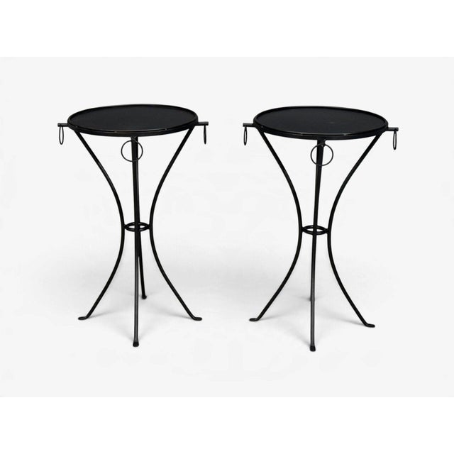 Late 20th Century Jean-Michel Frank Style, Side Tables or Gueridons, Painted Iron, 20th C. For Sale - Image 5 of 12