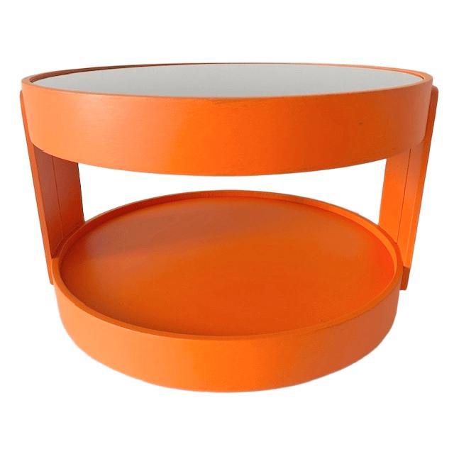 Vintage Space Age Orange Side Table on Wheels, 1960s For Sale - Image 9 of 9