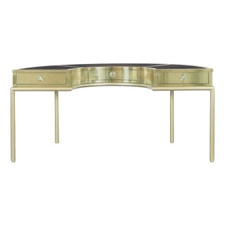 Vintage Brass “Demi Lune” Desk Attributed to Mastercraft For Sale