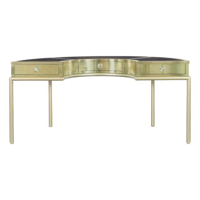Vintage Brass “Demi Lune” Desk by Mastercraft For Sale