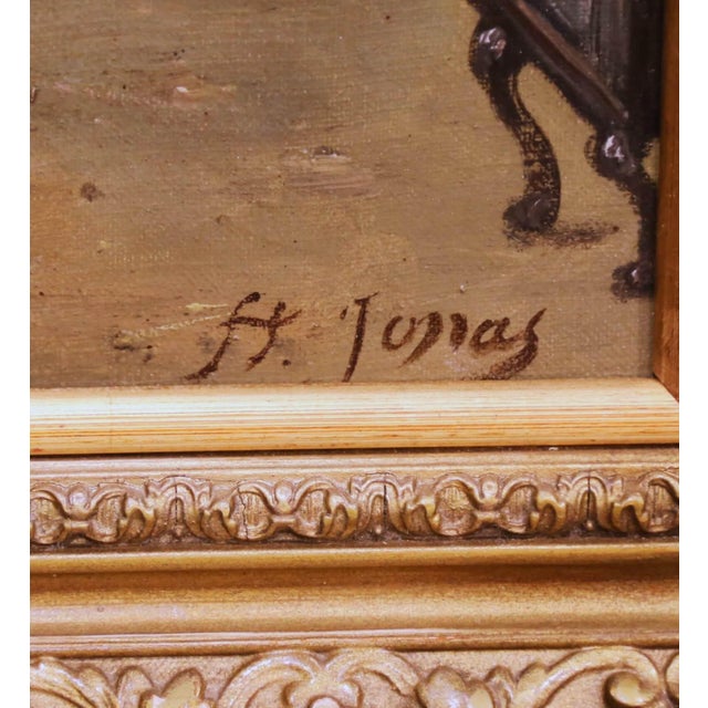 Tan Pair of 19th Century French Tavern Genre Scene Oil Paintings Signed H. Jonas For Sale - Image 8 of 16
