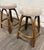 Late 20th Century Vintage Rattan and Bentwood Backless Swivel Bar Stools - Pair For Sale - Image 5 of 8