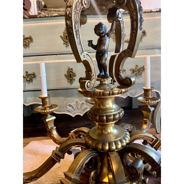 Spanish Baroque Style Bronze Chandelier For Sale - Image 4 of 17