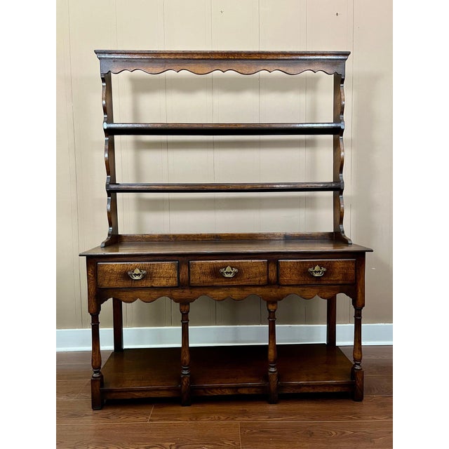English Antique English Dresser Sideboard Plate Rack Potboard Jacobean Tiger Oak C1900 For Sale - Image 3 of 18