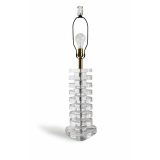 1970s Multi Stacked Lucite Table Lamp For Sale