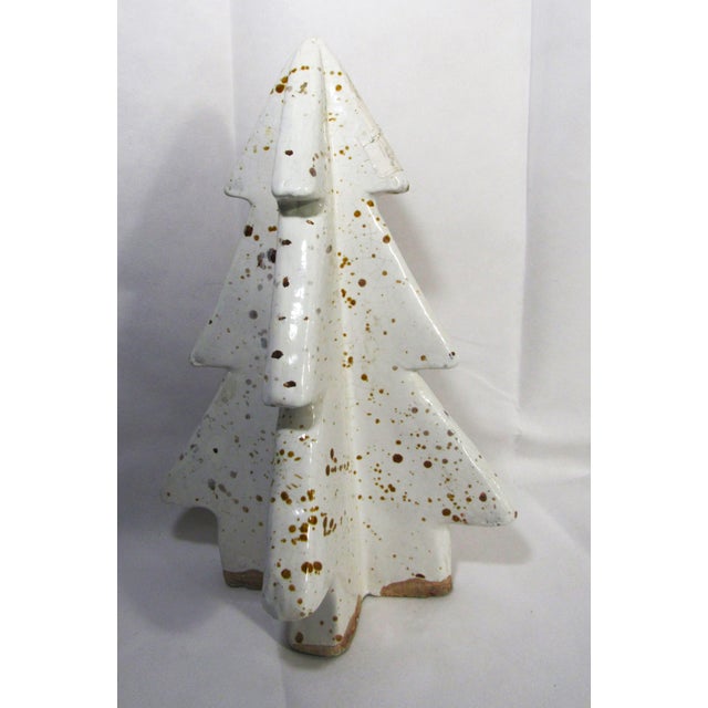 Art Deco Vintage Pottery Barn Holiday Speckled Christmas Tree Fired Terracotta Figure For Sale - Image 3 of 12