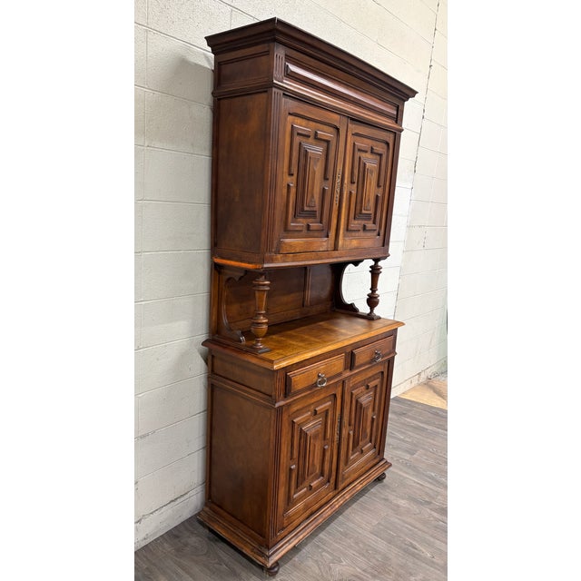 Antique French Renaissance Revival Henri II Style Two-Piece Buffet Deux Corps For Sale In Kansas City - Image 6 of 18