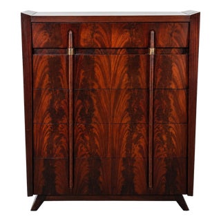 Mid Century Modern Flame Mahogany Tall Dresser For Sale
