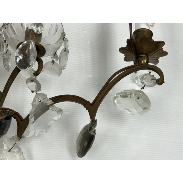 Late 20th Century Hollywood Regency Crystal Prism Five Light Wall Sconce, Vintage For Sale - Image 5 of 12