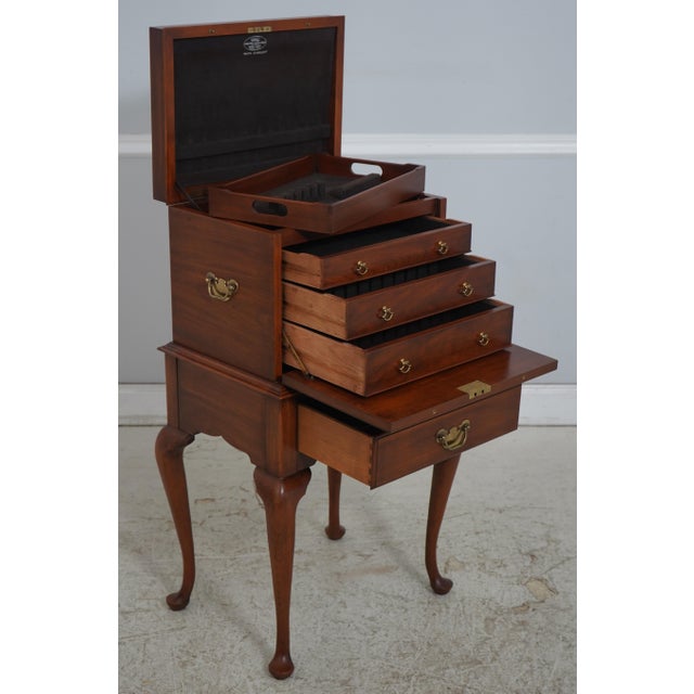 Queen Anne Henkel Harris Cherry Fall Front Silver Chest For Sale - Image 3 of 18