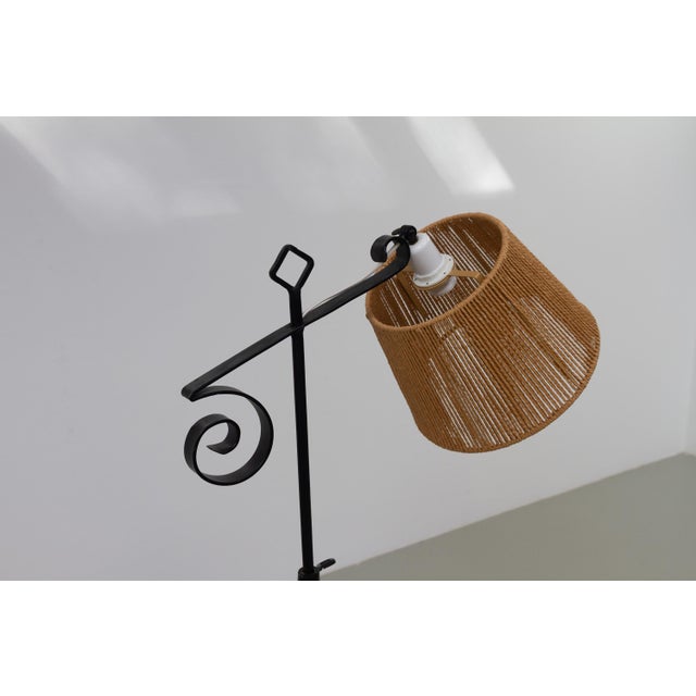 Black Swedish Forged Iron Tripod Floor Lamp, 1940s For Sale - Image 8 of 17