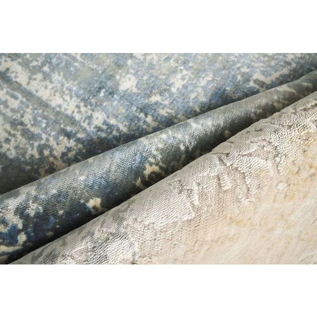 Revin Hand loom Bamboo/Silk Blue/Multi Rug-6'x9" For Sale - Image 4 of 6