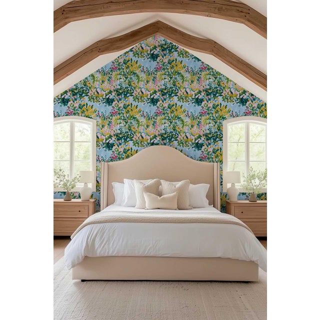 Wild Flower Hour Grasscloth Wallpaper by House Party | 8 Yards For Sale - Image 4 of 9