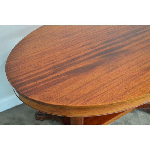 Antique Mahogany Oval Claw Foot Empire Style Library Table ...