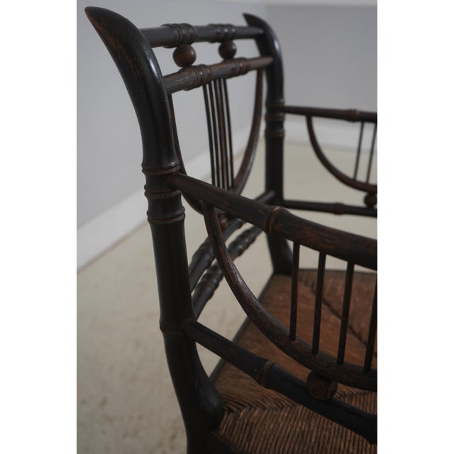 19th Century Pair of Antique Rush Seat Bamboo Sussex Type Chairs For Sale - Image 5 of 18