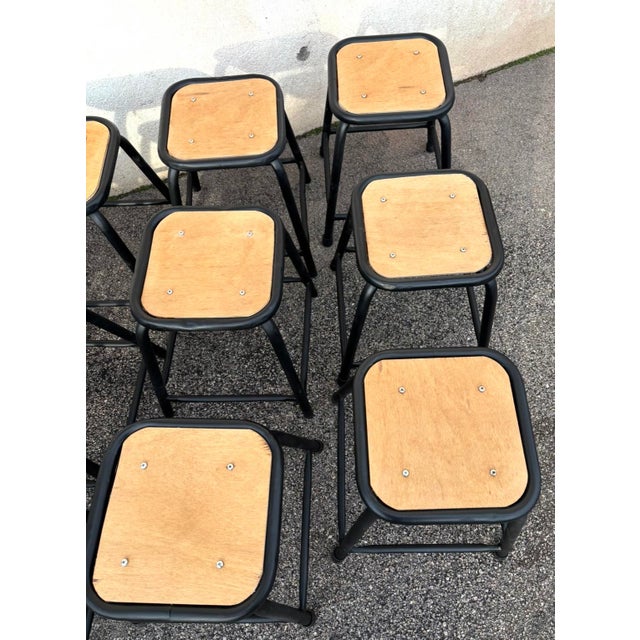 Black Vintage Industrial Stools, 1960, Set of 12 For Sale - Image 8 of 9