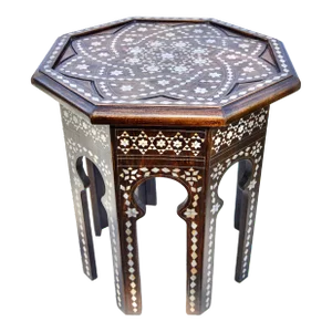 Handcrafted Moorish-Patterned Mother-Of-Pearl Accent Table