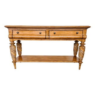 Tommy Bahama Home Tropical British Colonial Style Carved Console Table For Sale