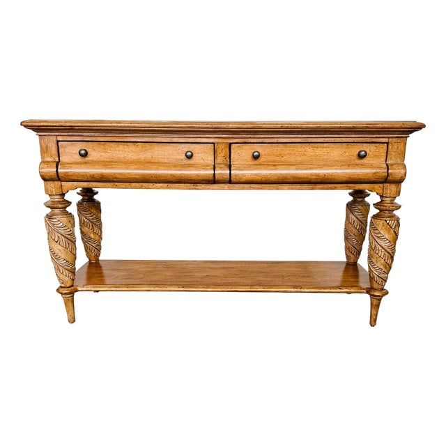 Tommy Bahama Home Tropical British Colonial Style Carved Console Table For Sale